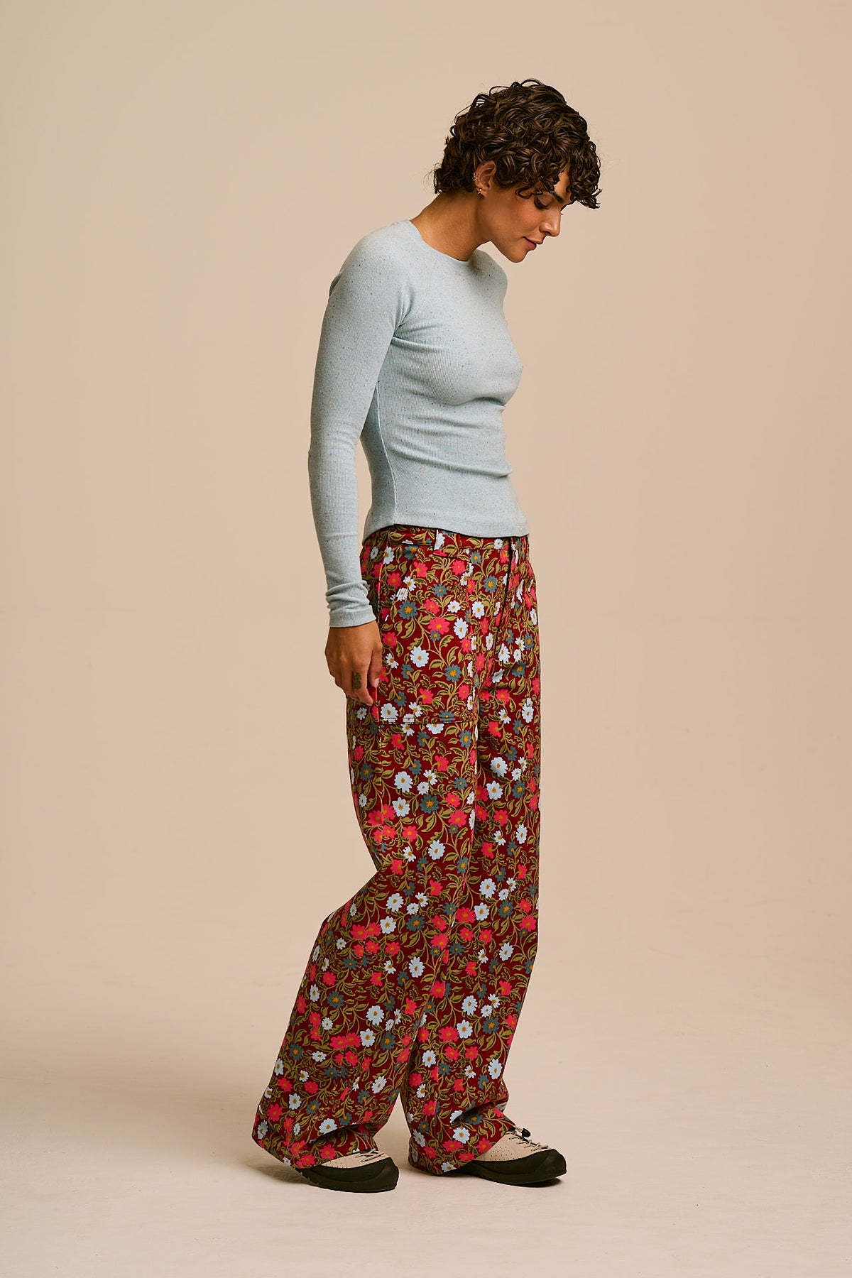 Delores - Wide Leg Trousers Organic Cotton in Palace Floral Print
