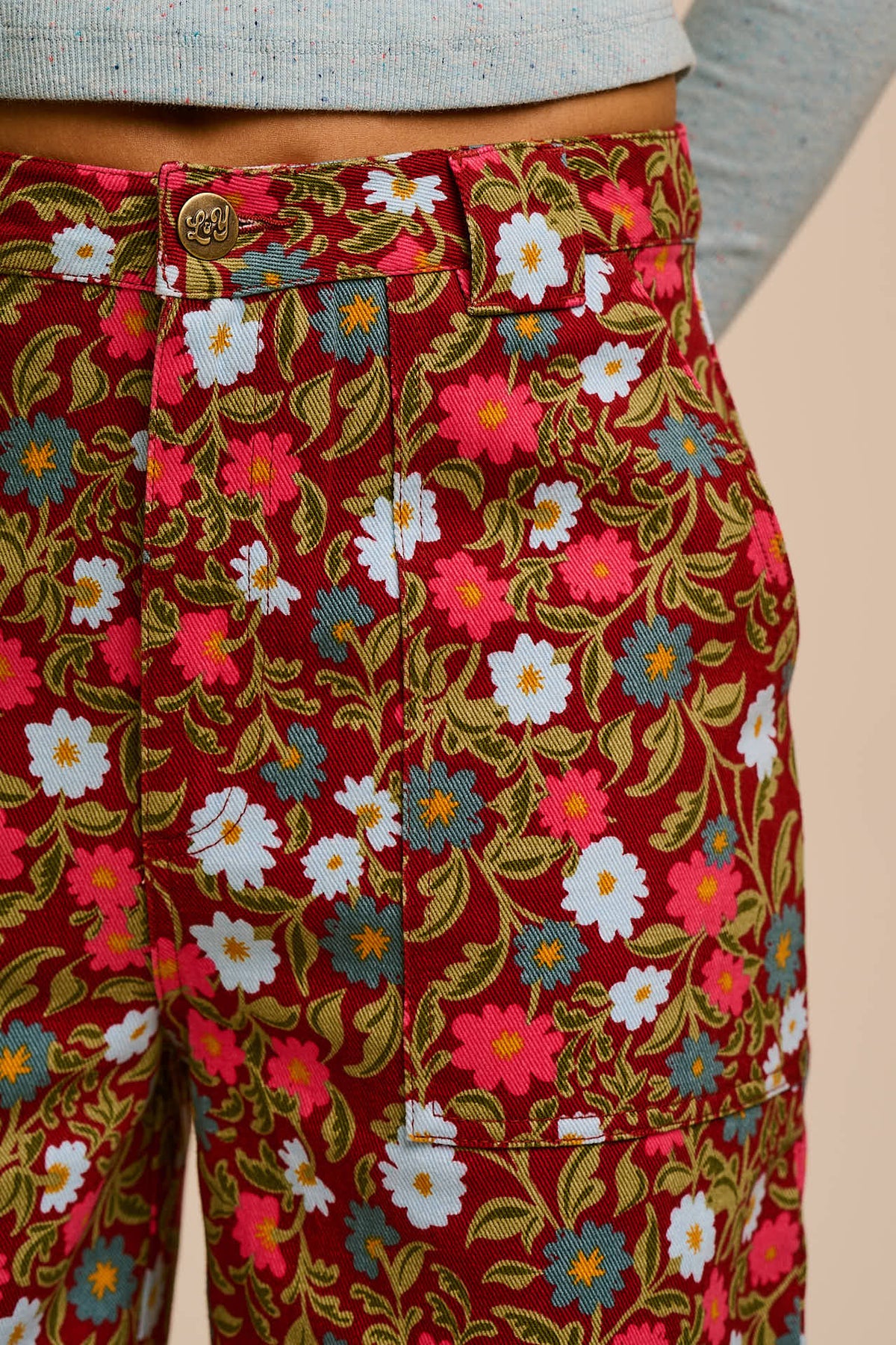 Delores - Wide Leg Trousers Organic Cotton in Palace Floral Print