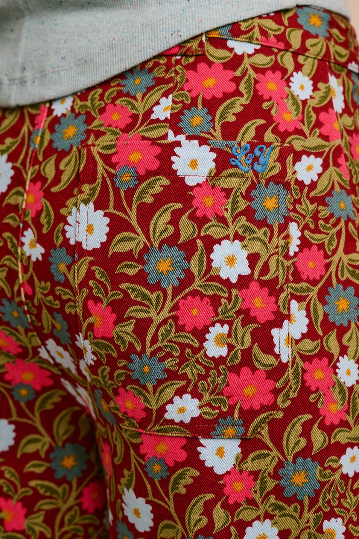Delores - Wide Leg Trousers Organic Cotton in Palace Floral Print