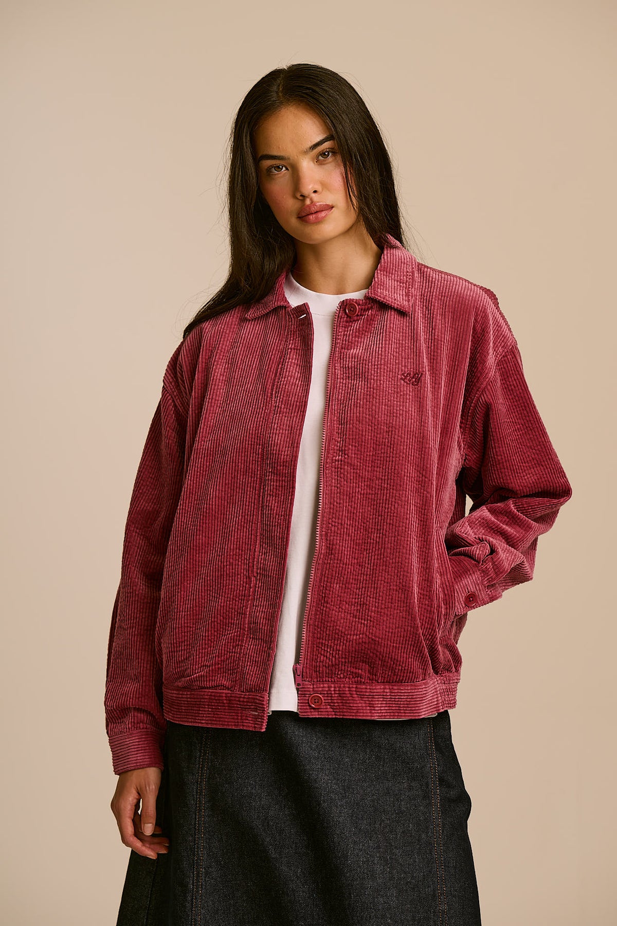 Devan - Jacket Organic Cotton Corduroy in Burgundy