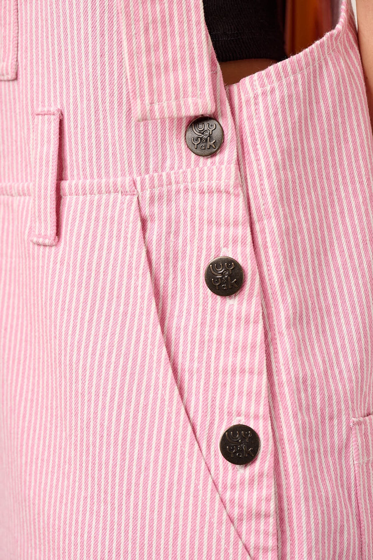 Easton - Straight Leg Dungarees Organic Cotton in Pink Stripe