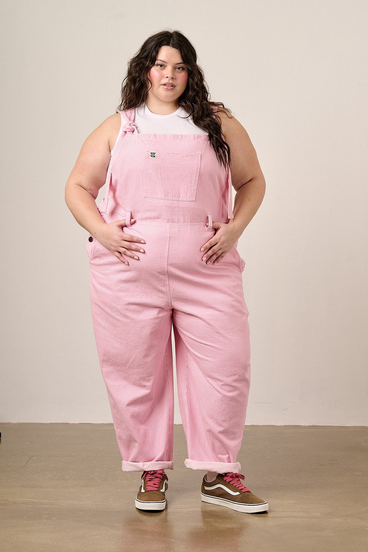 Easton - Straight Leg Dungarees Organic Cotton in Pink Stripe