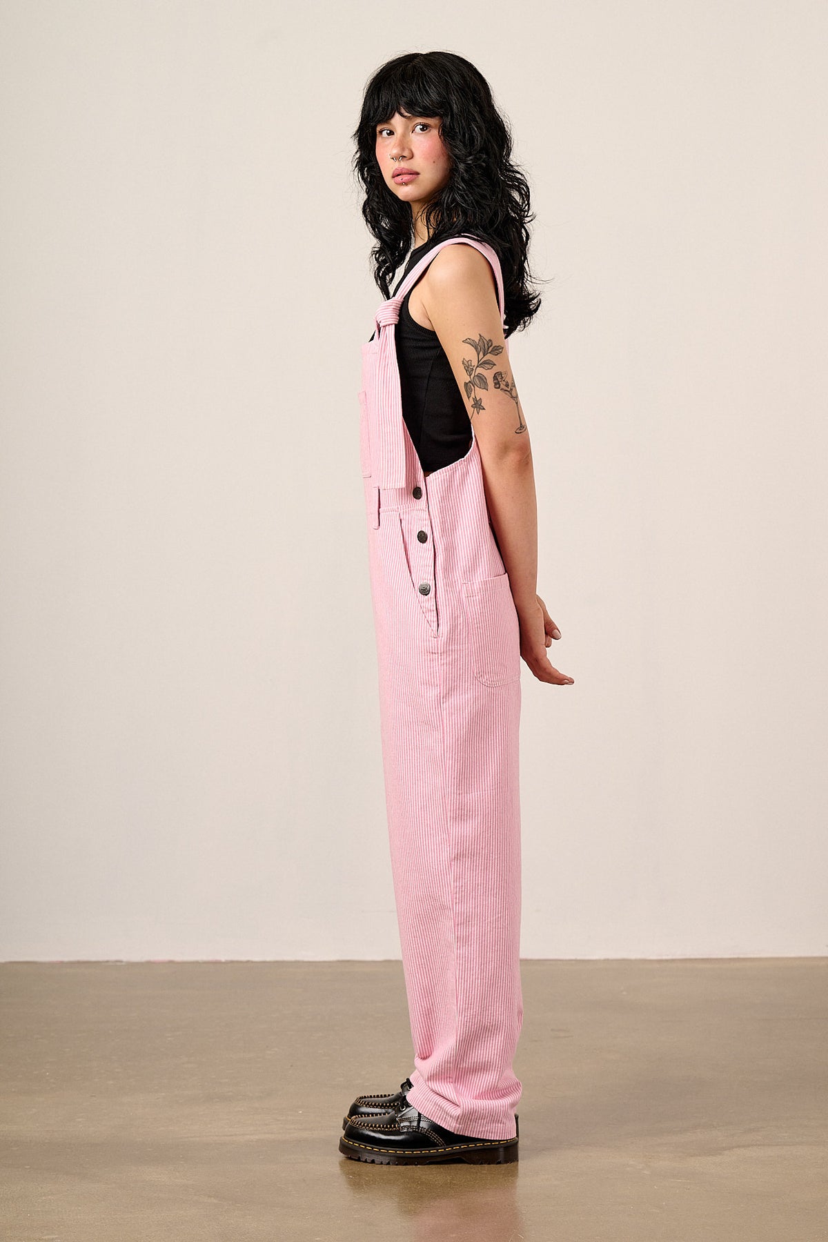 Easton - Straight Leg Dungarees Organic Cotton in Pink Stripe