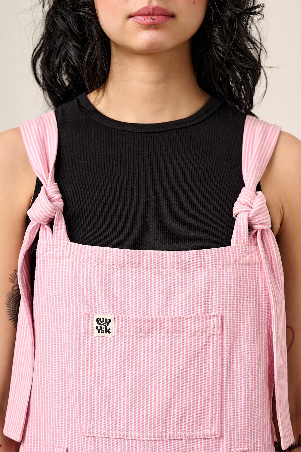 Easton - Straight Leg Dungarees Organic Cotton in Pink Stripe