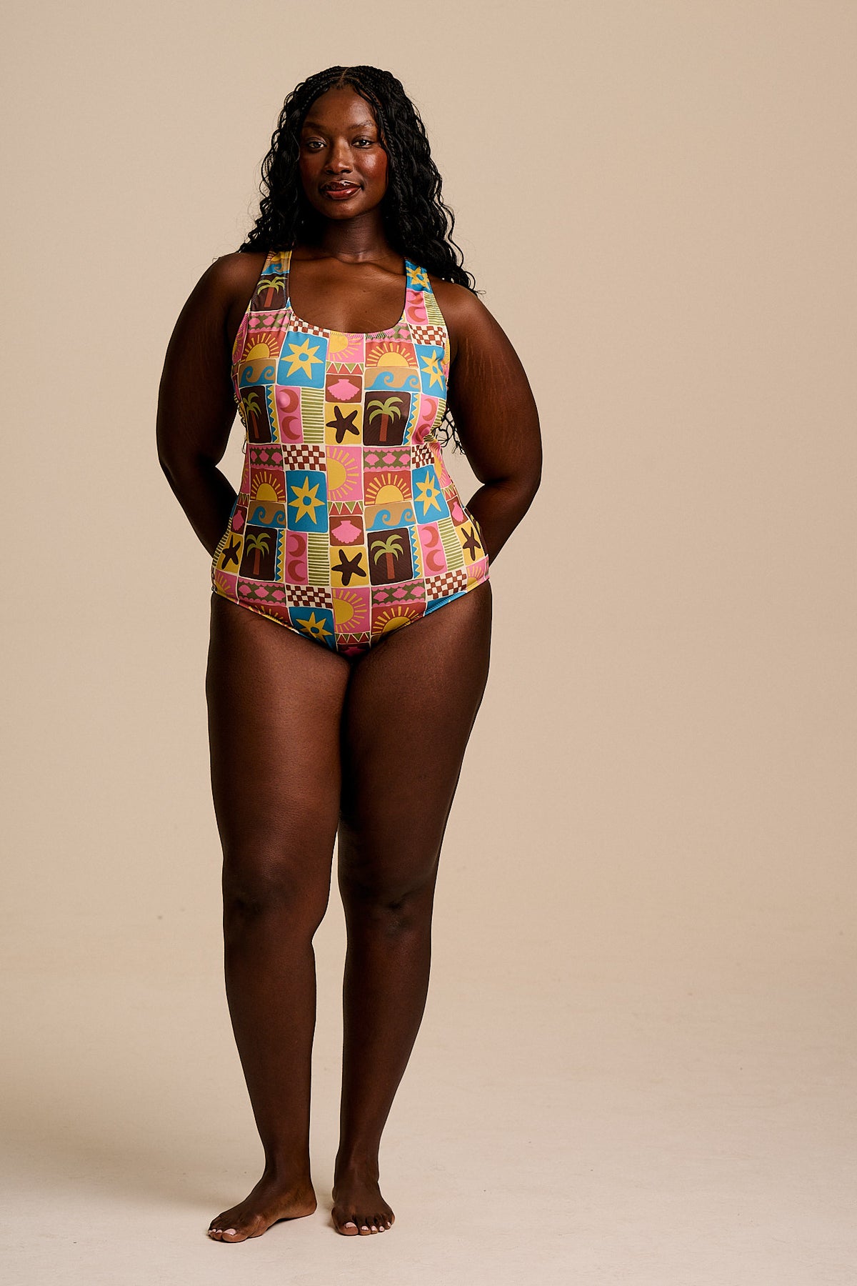Elena - Swimsuit Recycled Polyester in Coastal Tile