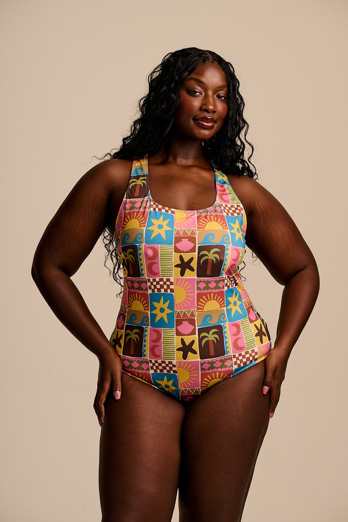 Elena - Swimsuit Recycled Polyester in Coastal Tile