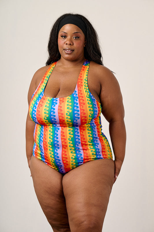 Elena - Swimsuit Recycled Polyester in Rainbow Wave