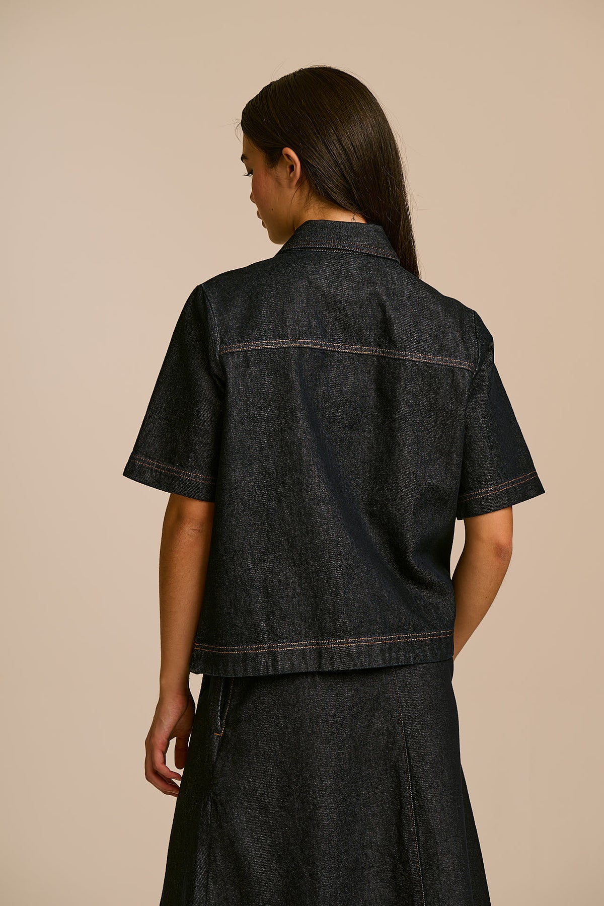 Elio - Zip Through Shirt Organic Cotton Denim in Indigo
