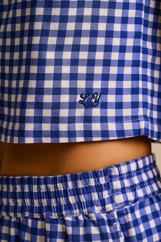 Etoile - Button Up Tank Top ECOVERO Viscose Blend in Blue Check