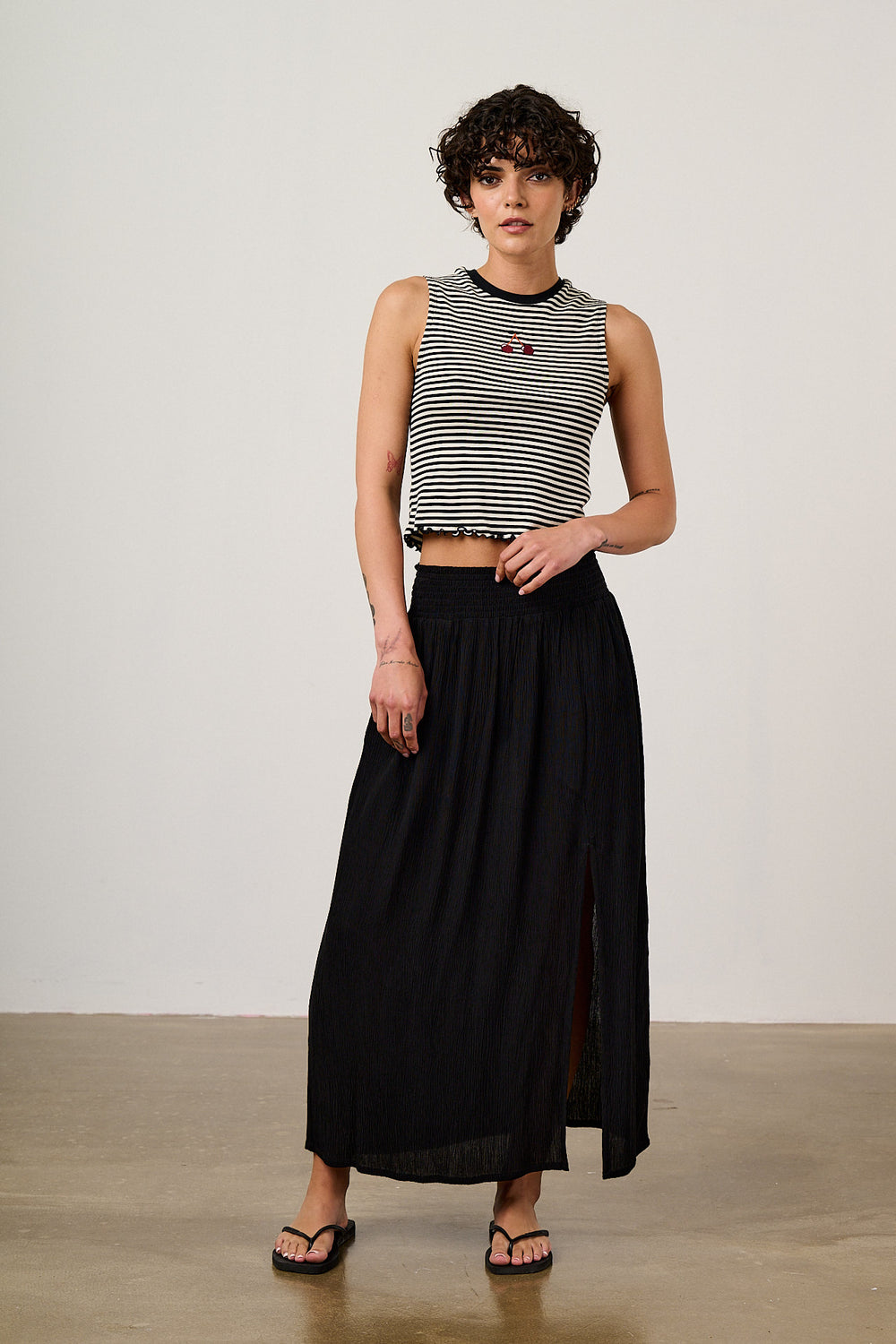 Etta - Sleeveless Tank Top Organic Cotton in Cherry Stripe
