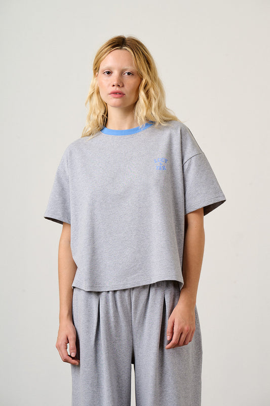 Everlie - Oversized T-Shirt Organic Cotton in Grey Marl