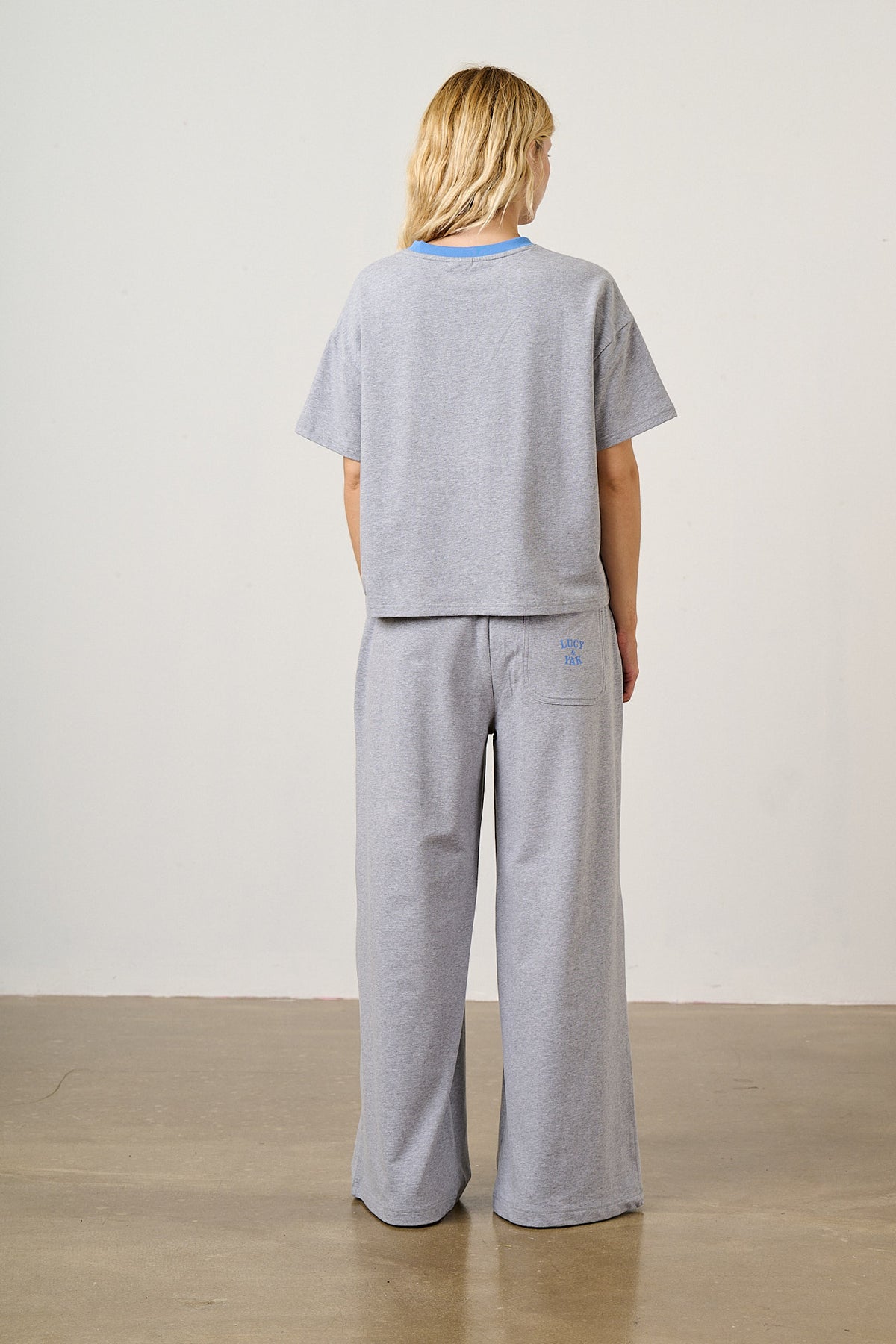 Tamsin - Jersey Extra Wide Trousers in Grey Marl