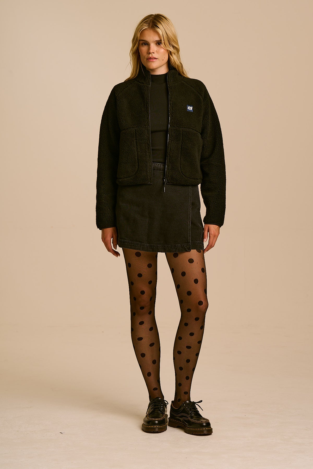 Finley - Borg Fleece Jacket Recycled Polyester in Black