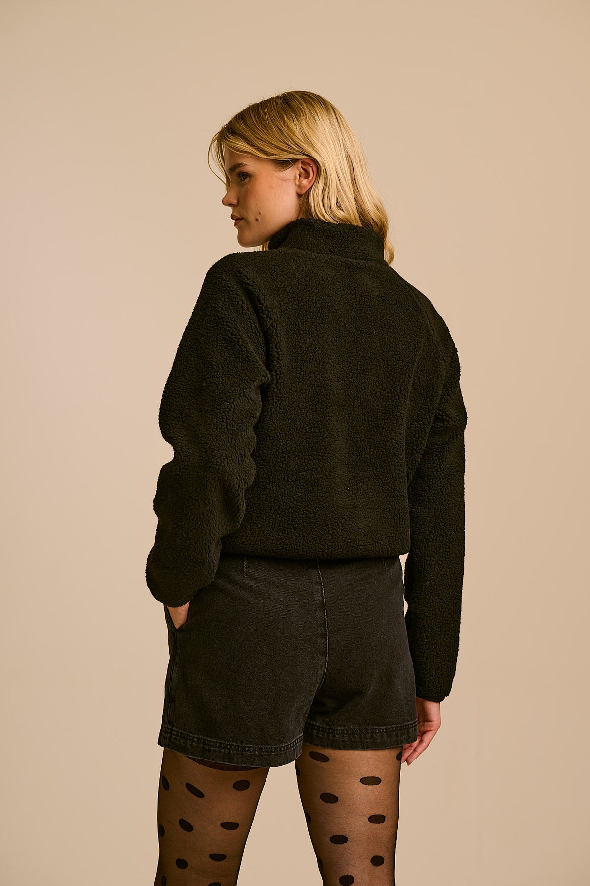 Finley - Borg Fleece Jacket Recycled Polyester in Black