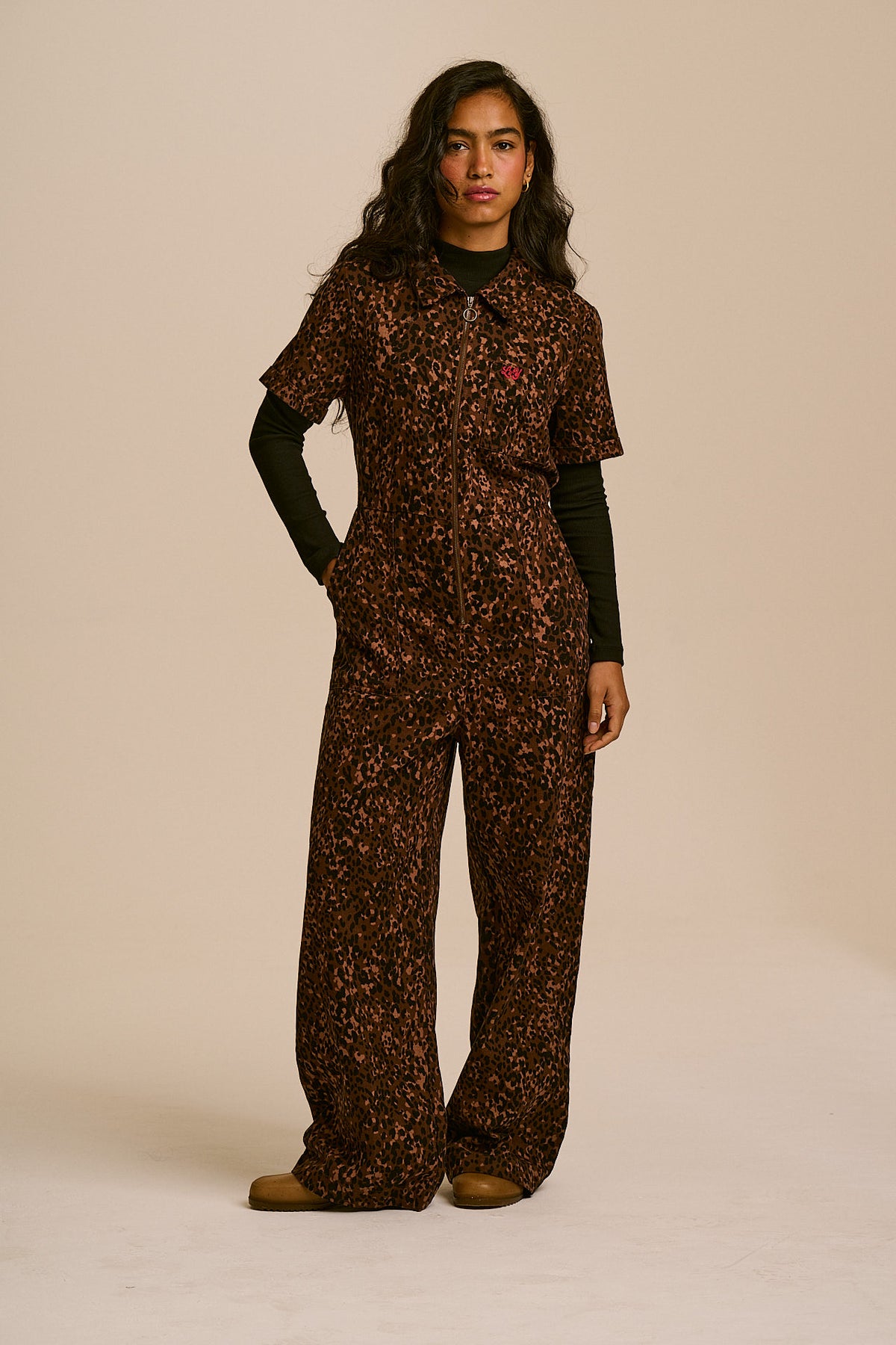 Finnegan - Full Length Jumpsuit Organic Cotton Twill in Animal