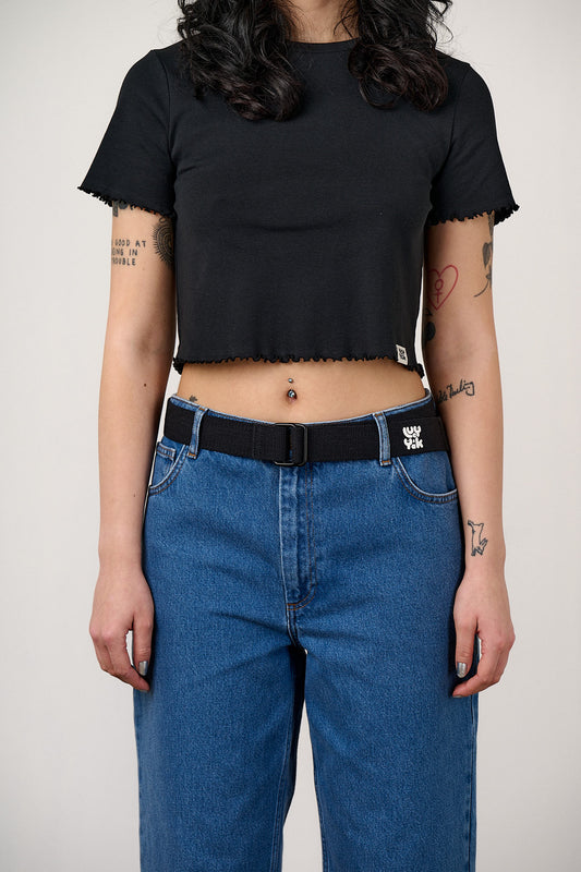 Flynn - D-Ring Webbing Belt Organic Cotton Webbing in Black