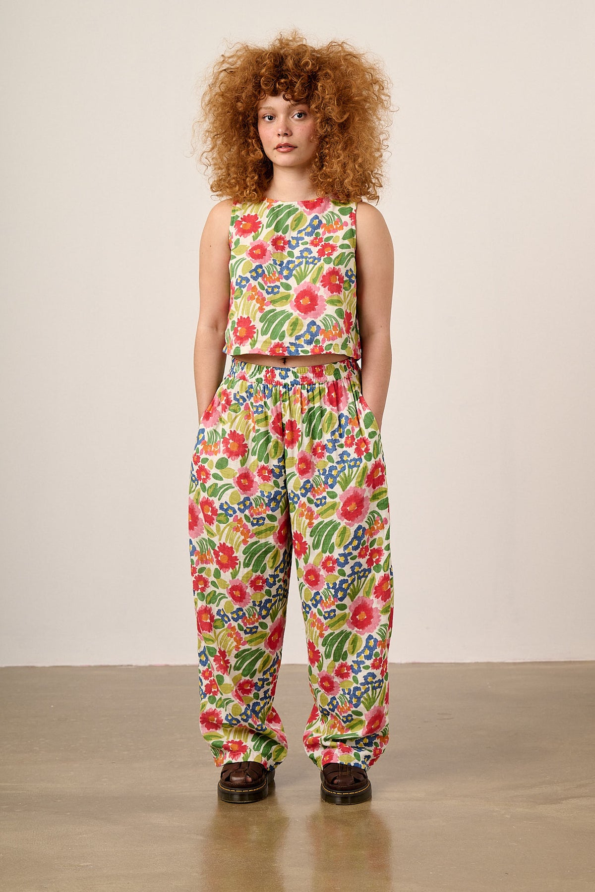 Freddie - Barrel Leg Trousers Organic Cotton Double Gauze in Ivory Marie