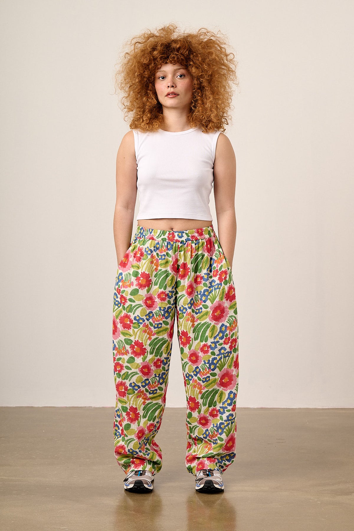 Freddie - Barrel Leg Trousers Organic Cotton Double Gauze in Ivory Marie