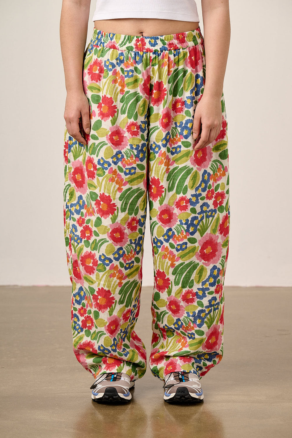 Freddie - Barrel Leg Trousers Organic Cotton Double Gauze in Ivory Marie
