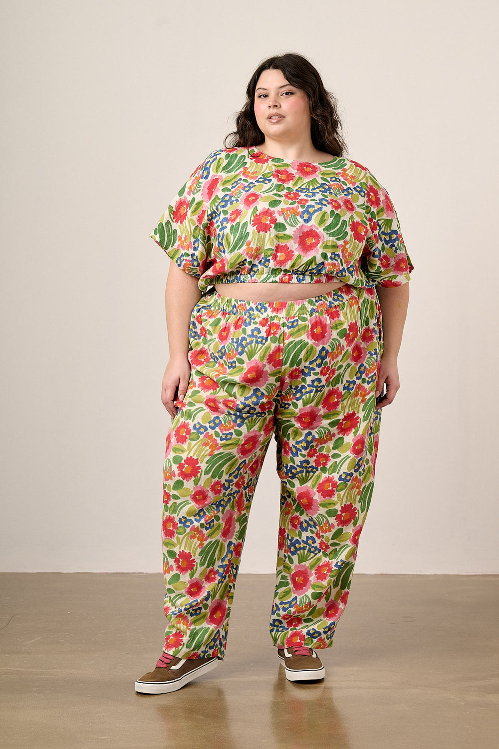 Freddie - Barrel Leg Trousers Organic Cotton Double Gauze in Ivory Marie