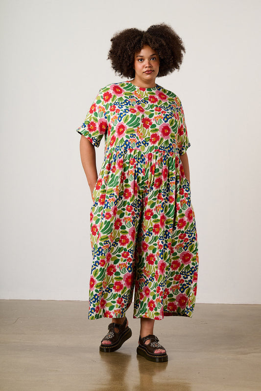 George - Wide Leg Jumpsuit - Organic Cotton Double Gauze in Ivory Marie