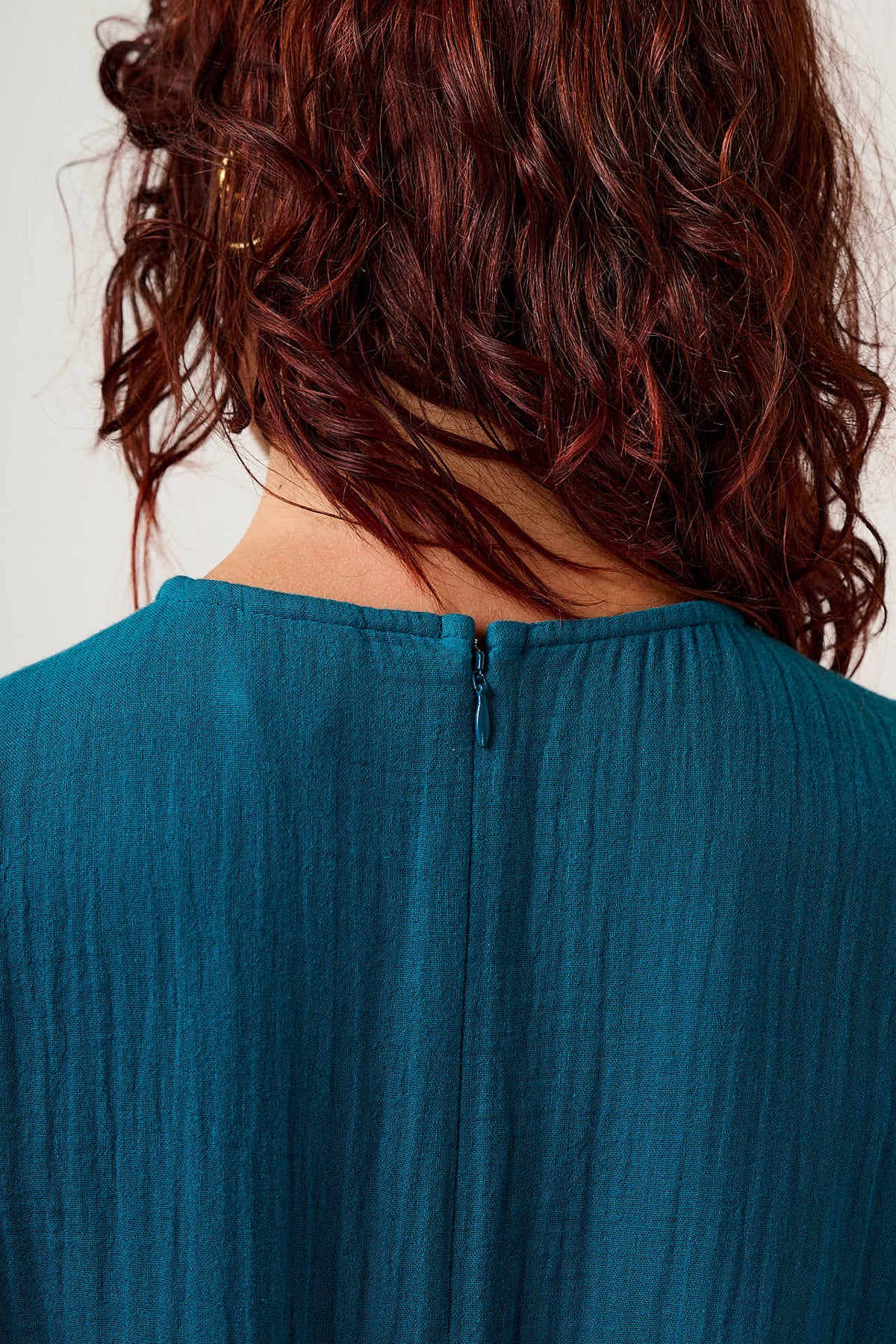 George - Wide Leg Jumpsuit Organic Cotton Double Gauze in Teal