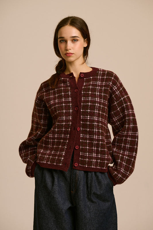 Gin - Cardigan in Romantic Check