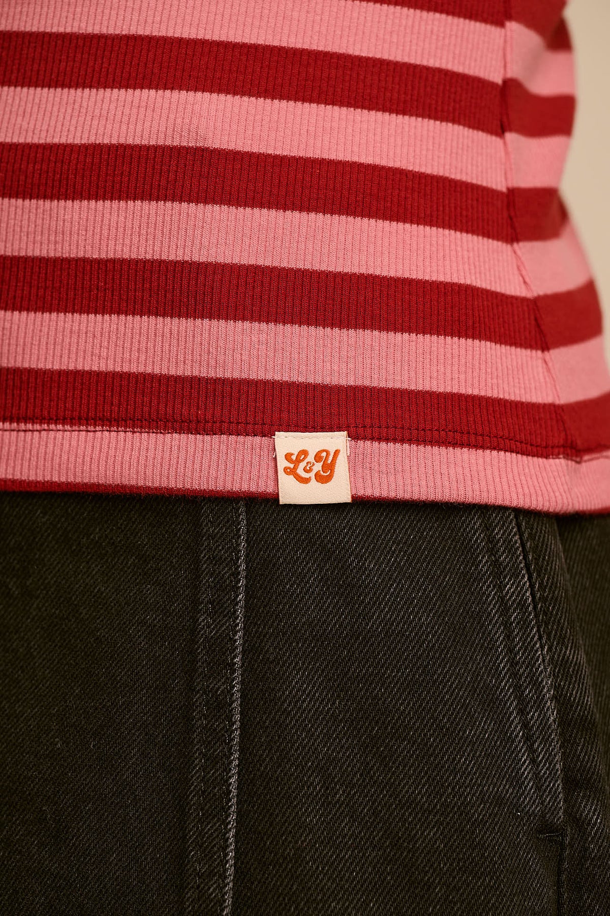 Gracie - T-Shirt Organic Cotton in Pink & Maroon Stripe