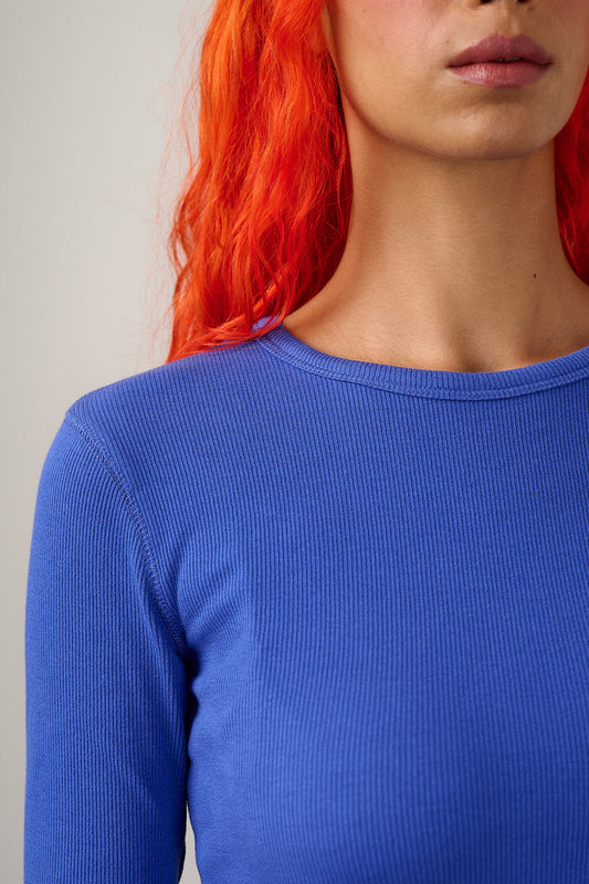 Grayson - Long Sleeve Top Cotton in Dazzling Blue