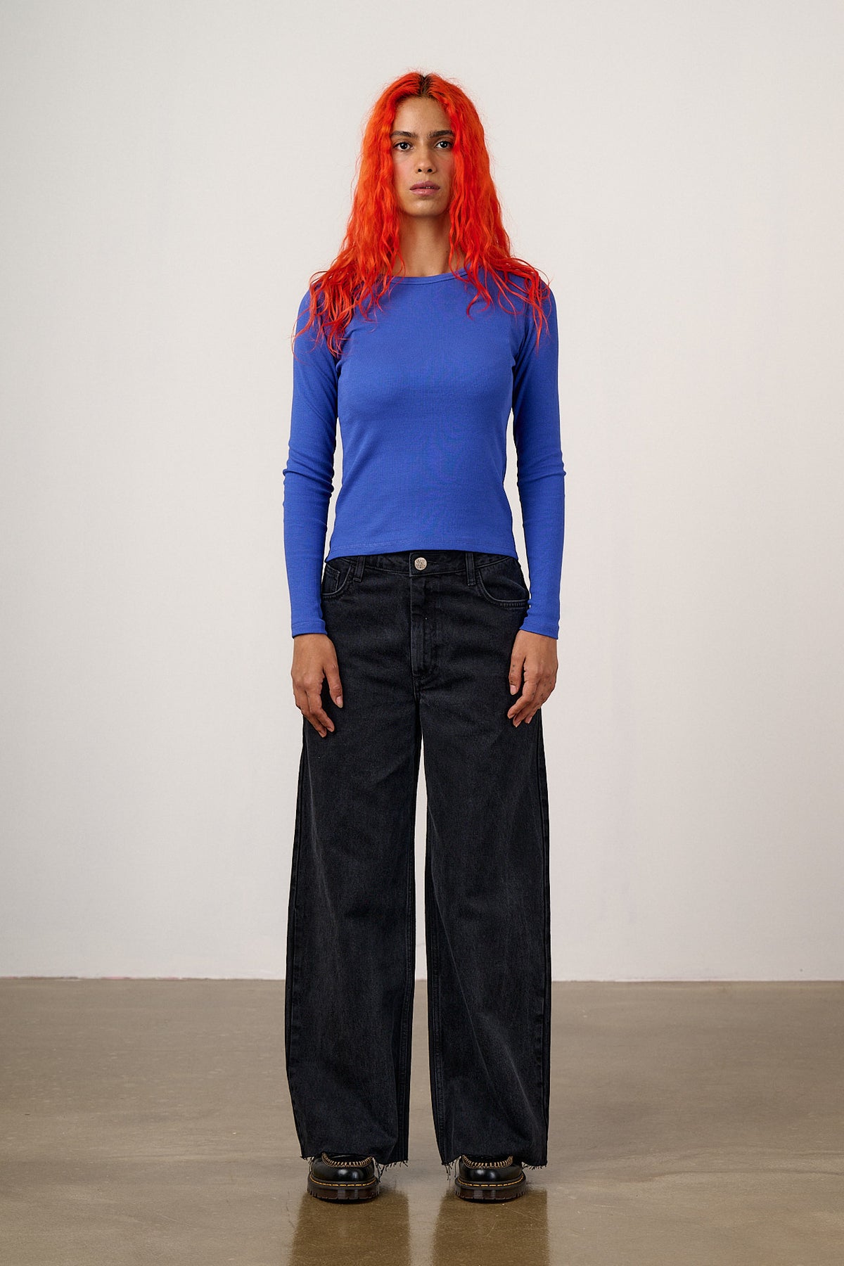 Grayson - Long Sleeve Top Cotton in Dazzling Blue