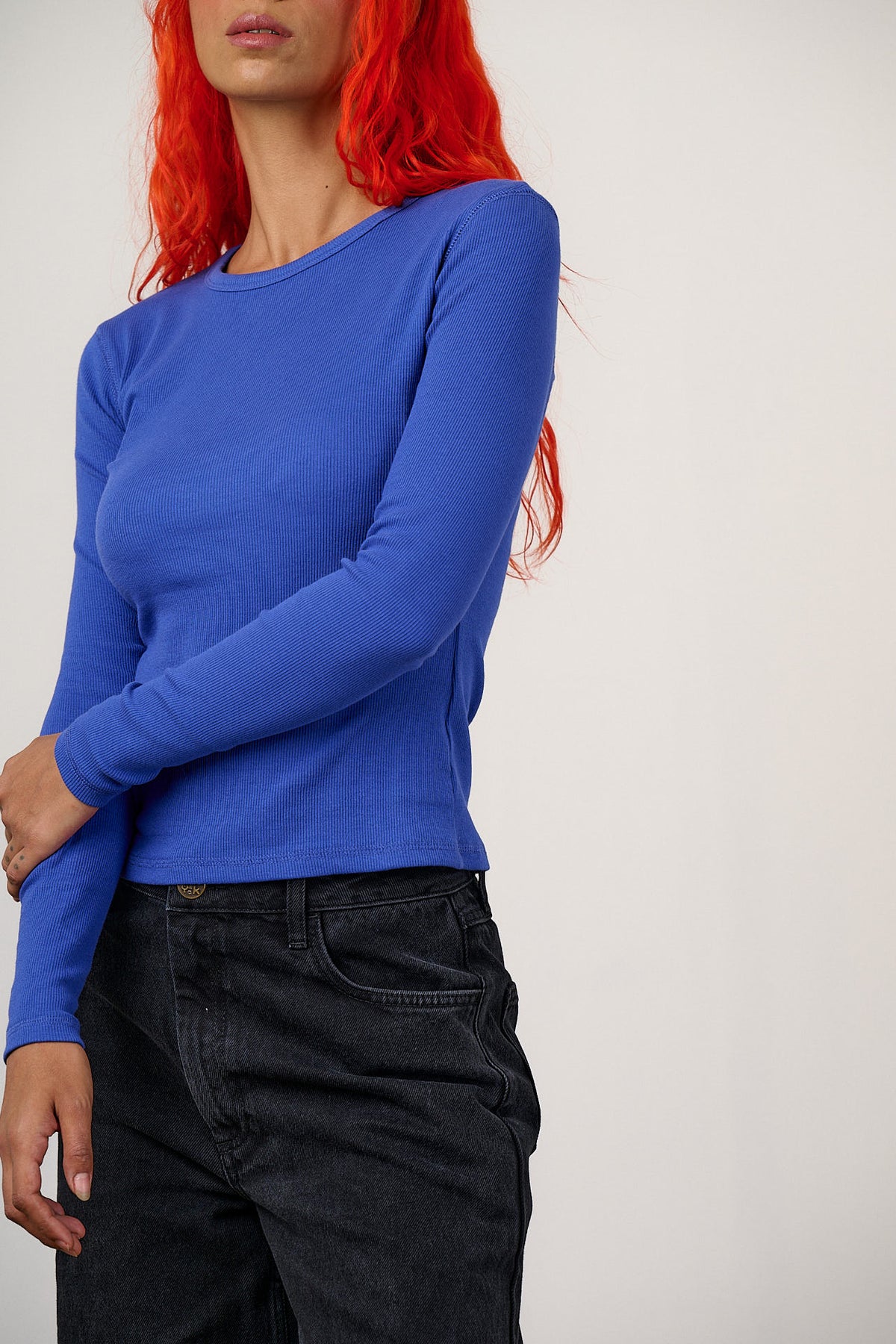 Grayson - Long Sleeve Top Cotton in Dazzling Blue