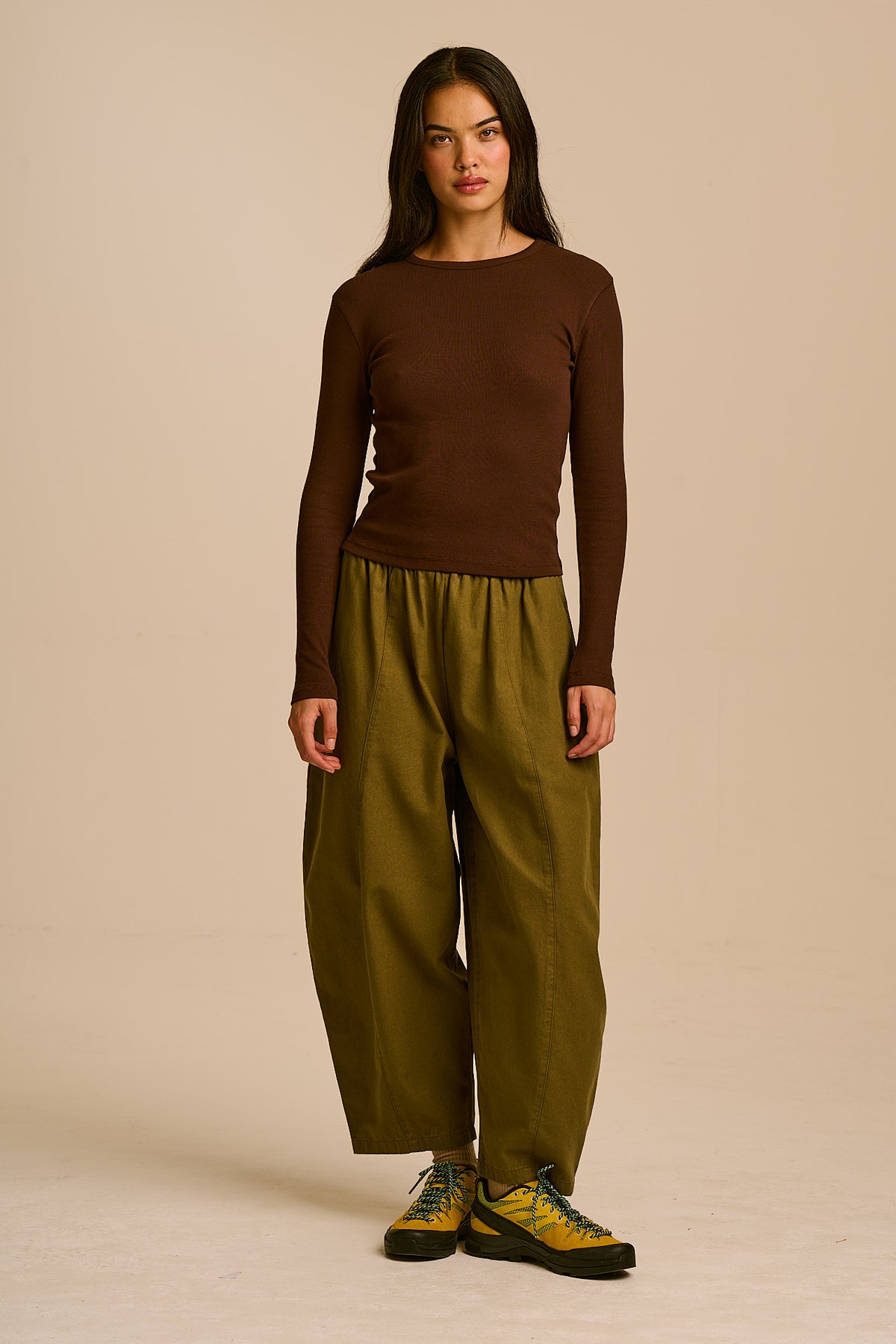 Grayson - Long Sleeve Top Cotton in Chocolate