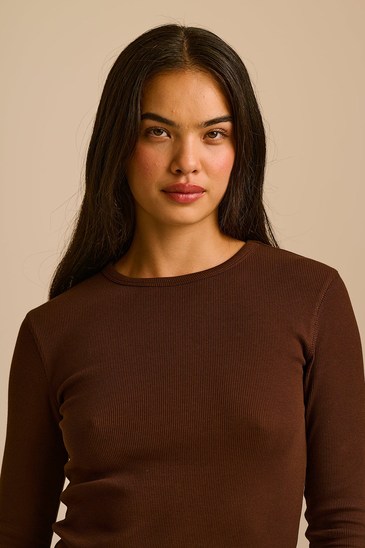 Grayson - Long Sleeve Top Cotton in Chocolate
