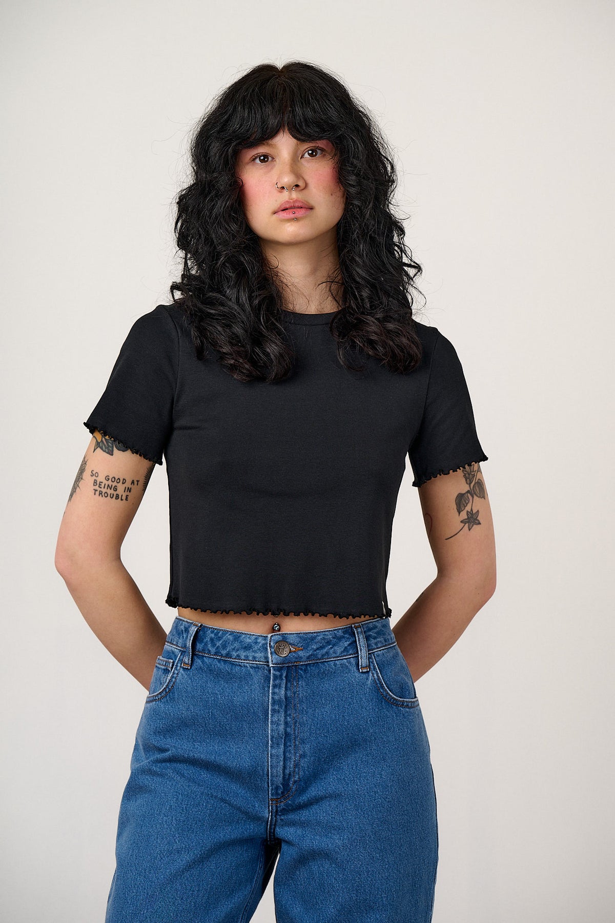 Greta - Cropped Top Organic Cotton in Black