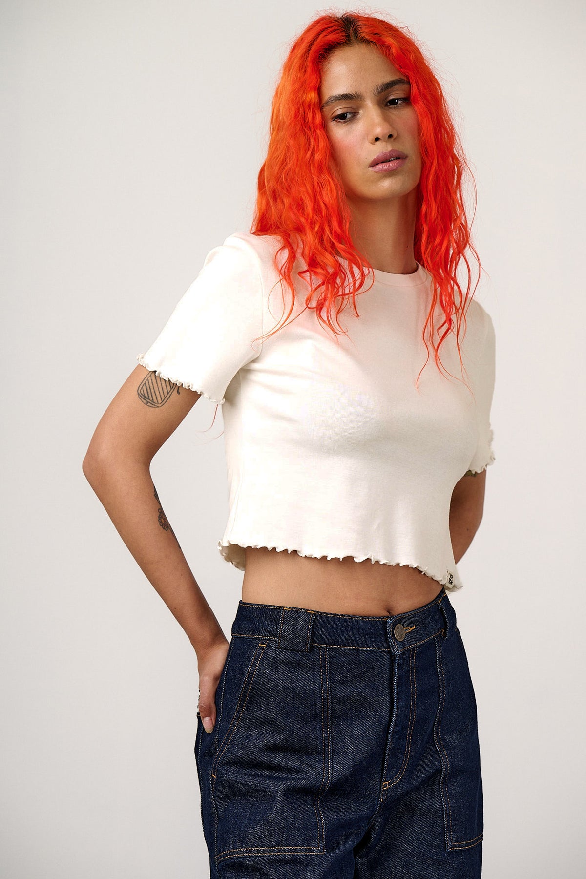 Greta - Cropped Top Organic Cotton in Ecru