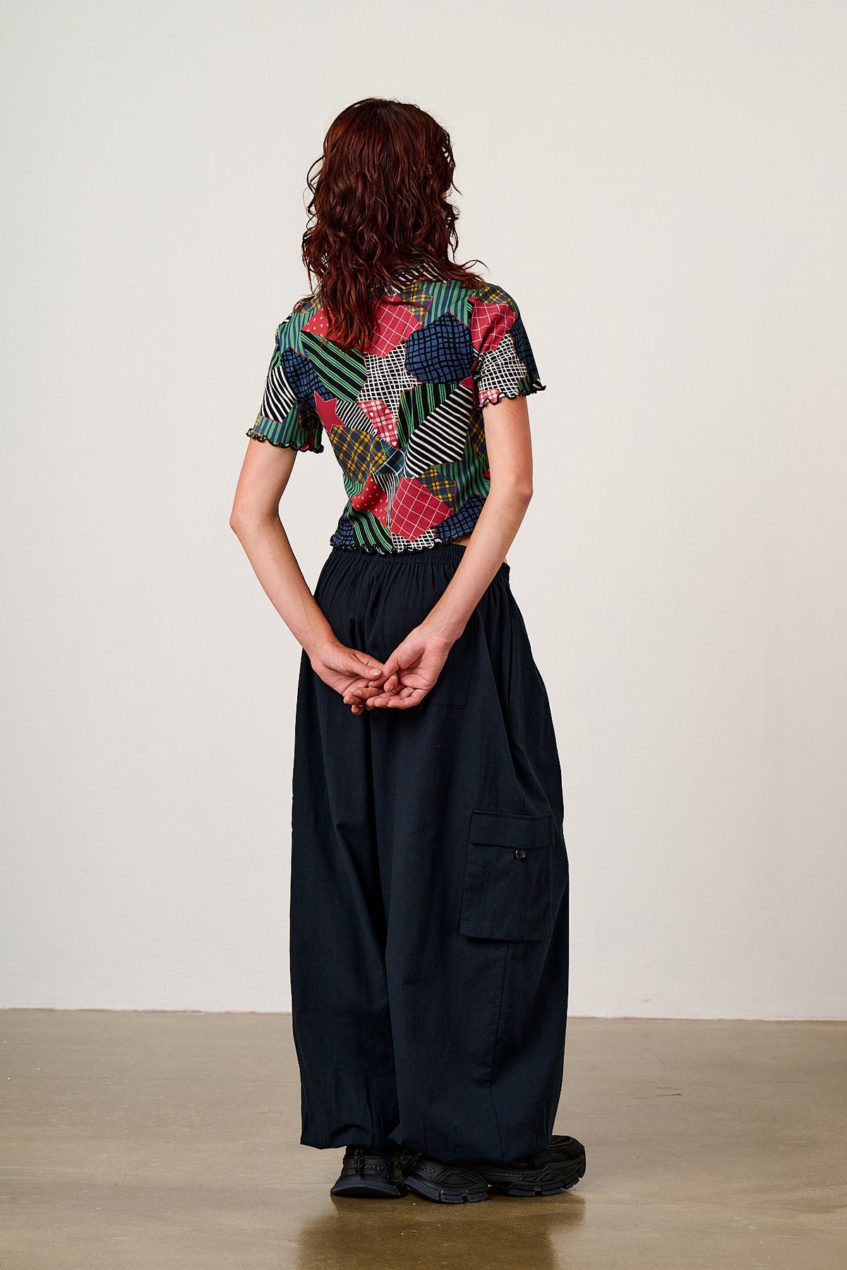 Greta - Cropped Top Cotton in Patchwork Star Print