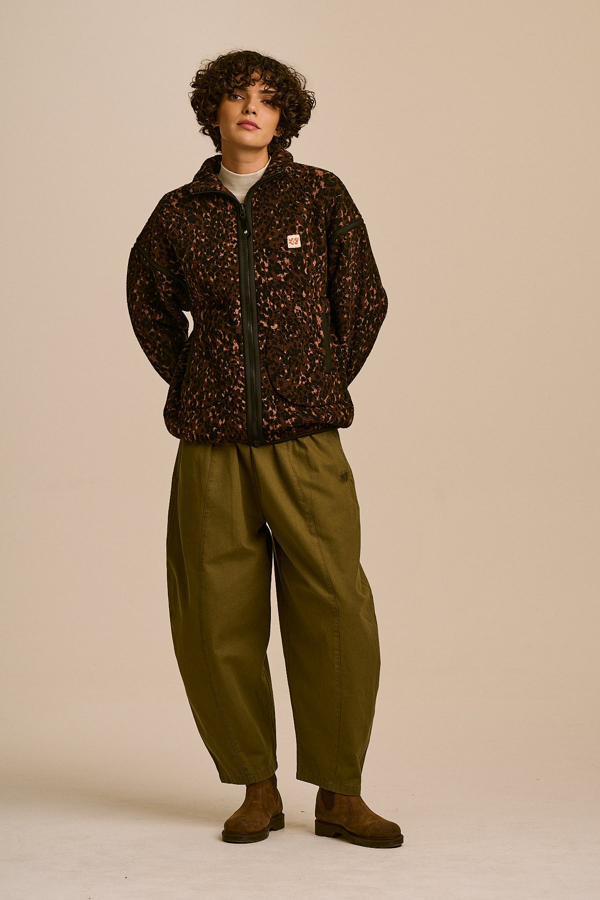 Hayes - Zip Through Fleece Recycled Polyester Borg in Animal