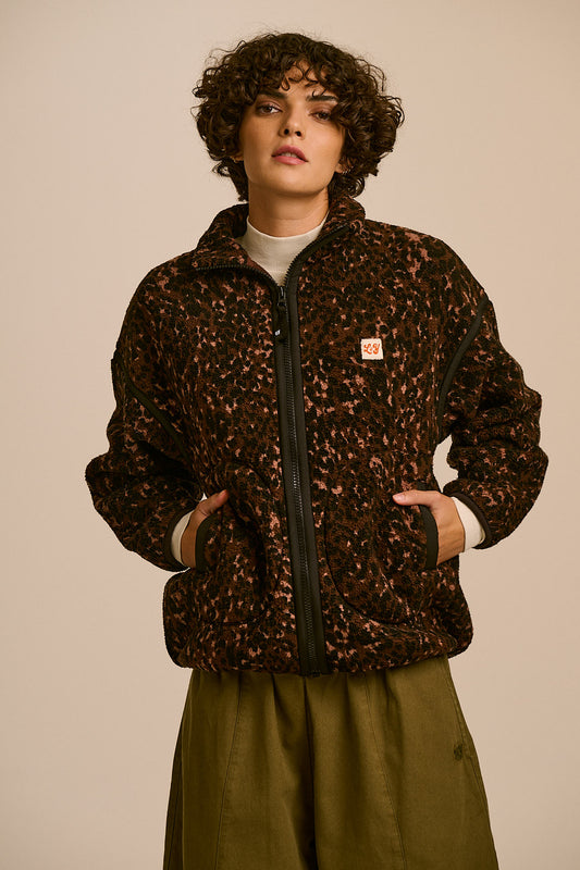 Hayes - Zip Through Fleece Recycled Polyester Borg in Animal