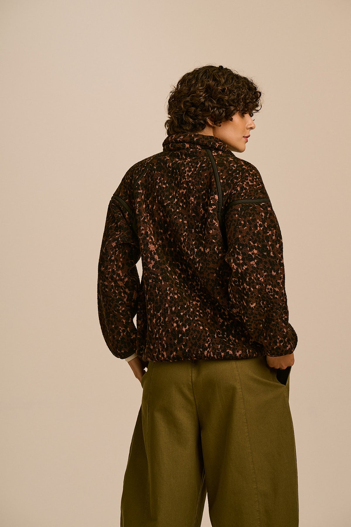 Hayes - Zip Through Fleece Recycled Polyester Borg in Animal