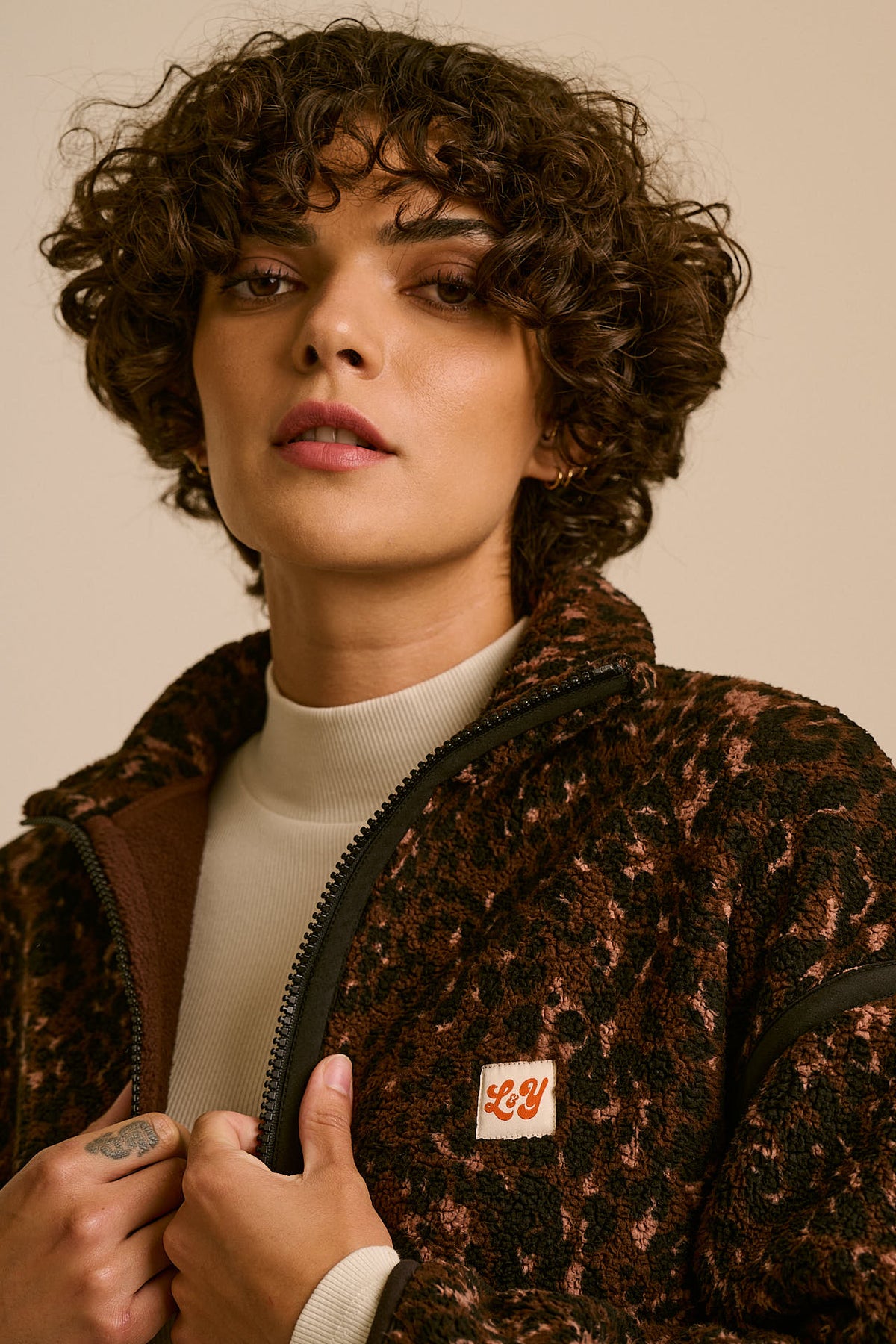 Hayes - Zip Through Fleece Recycled Polyester Borg in Animal