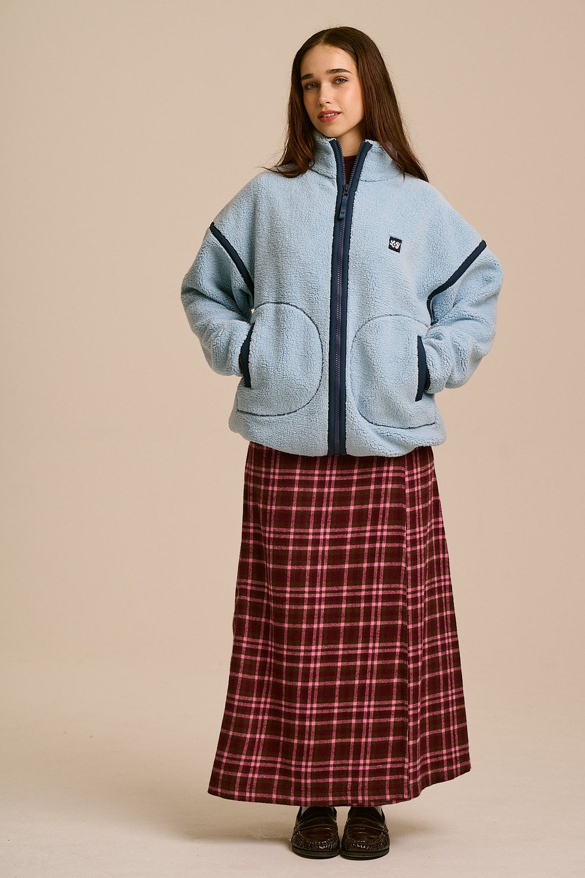 Hayes - Borg Zip Through Fleece in Icy Blue