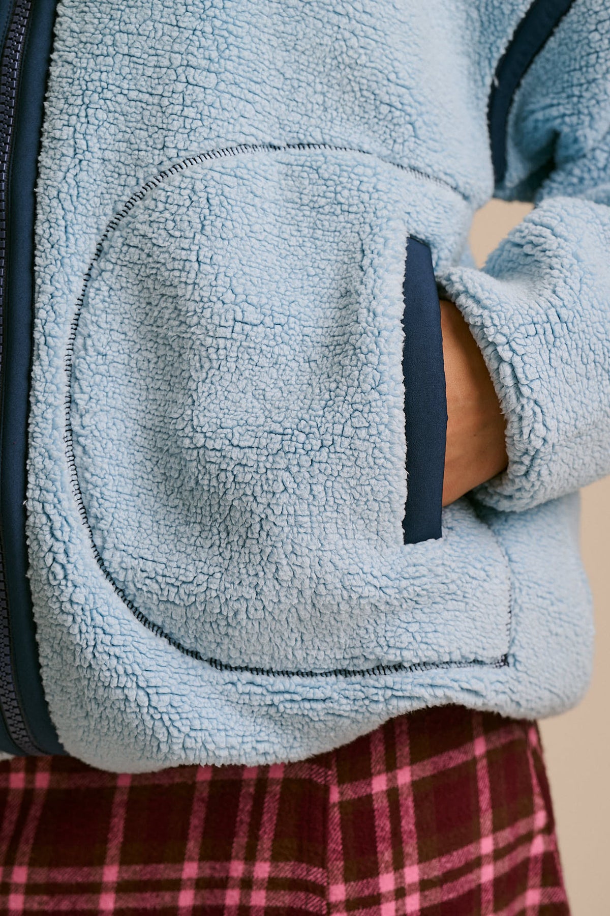 Hayes - Borg Zip Through Fleece in Icy Blue