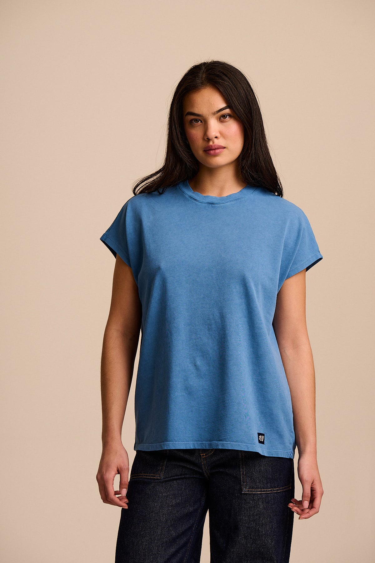 Inessa - Cap Sleeve T-Shirt Organic Cotton in Blue