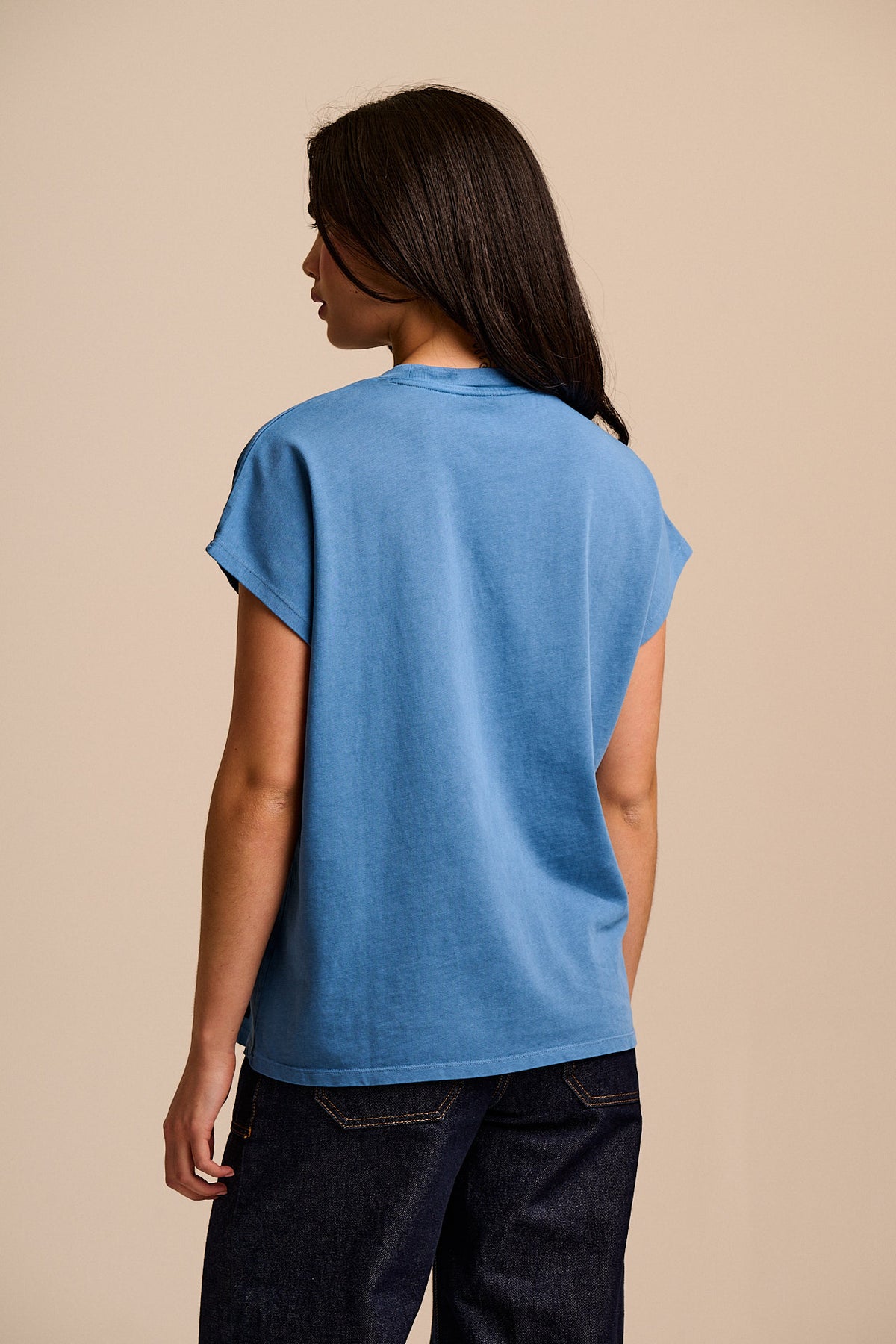 Inessa - Cap Sleeve T-Shirt Organic Cotton in Blue