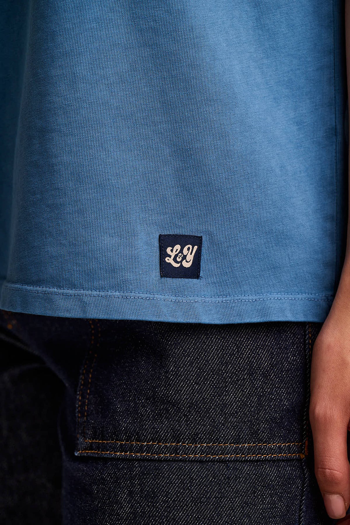 Inessa - Cap Sleeve T-Shirt Organic Cotton in Blue