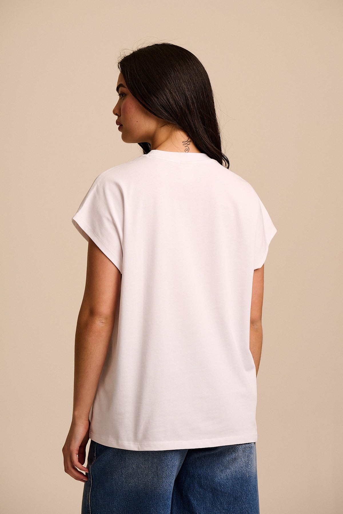 Inessa - Cap Sleeve T-Shirt Organic Cotton in White