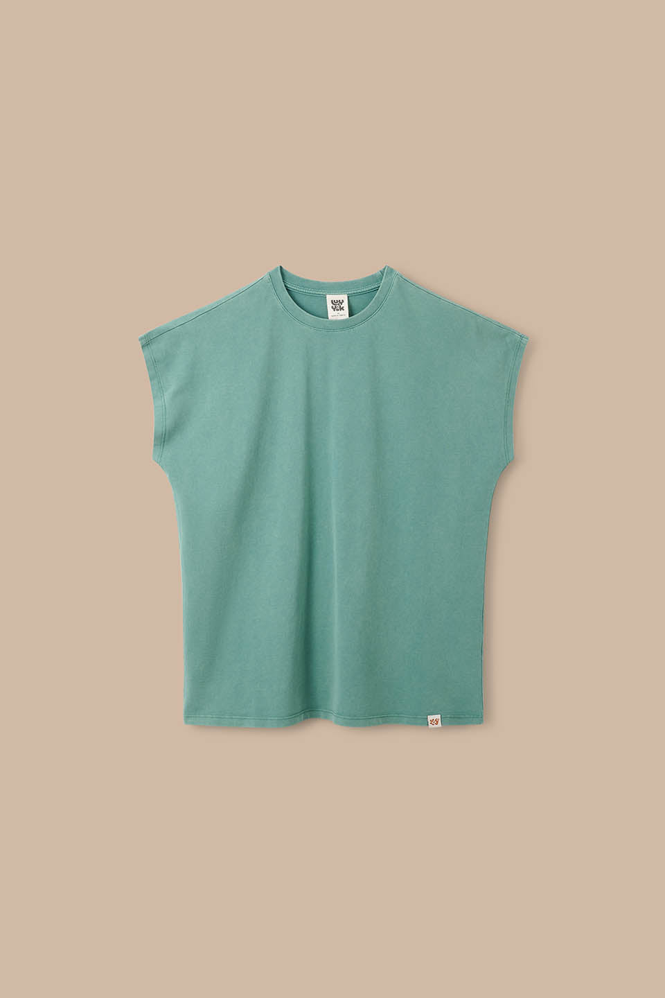 Inessa - Cap Sleeve T-Shirt Organic Cotton in Washed Green