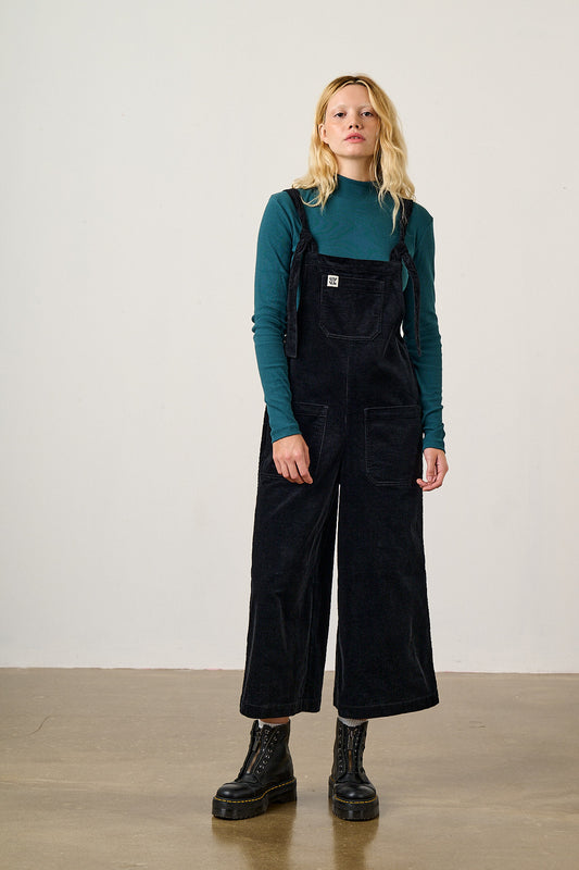 Jenny - Wide Leg Dungarees Organic Cotton Corduroy in Black
