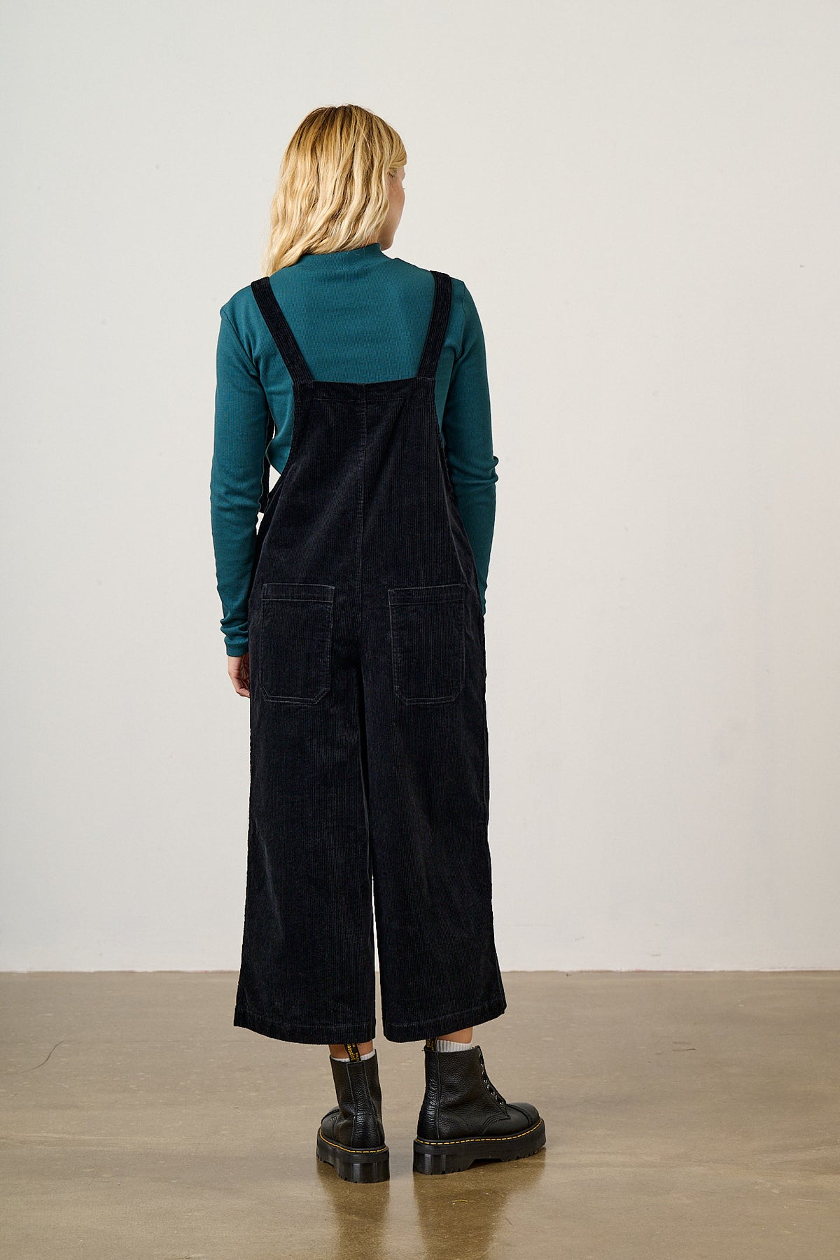 Jenny - Wide Leg Dungarees Organic Cotton Corduroy in Black