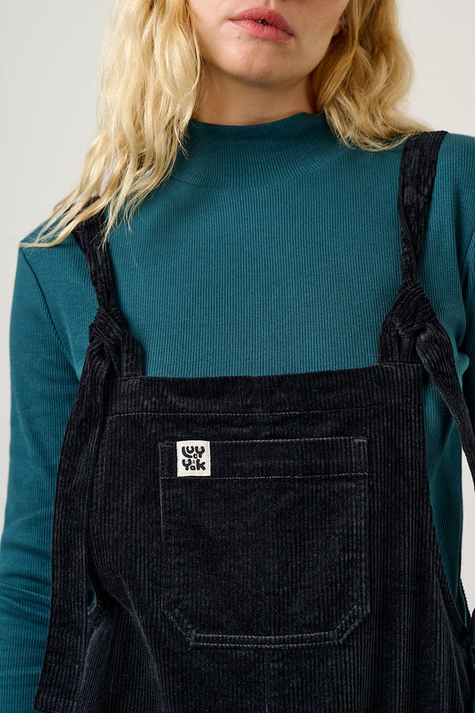 Jenny - Wide Leg Dungarees Organic Cotton Corduroy in Black